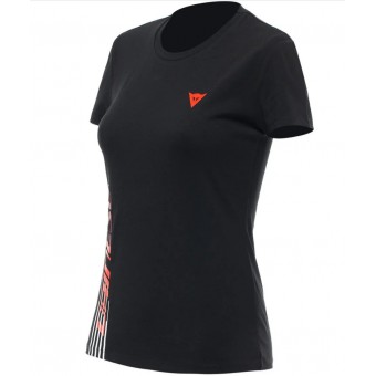 DAINESE T-SHIRT LOGO LADY BLACK/FLUO-RED
